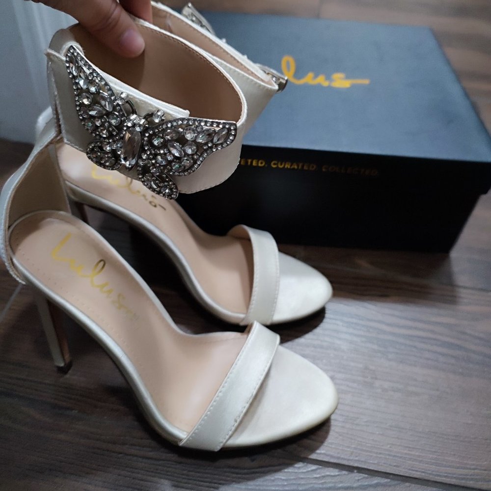 Satin Butterfly Ankle Strap Heels